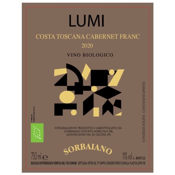 2020 LUMI Cabernet Franc Toscana IgT Sorbaiano CT24 10/03