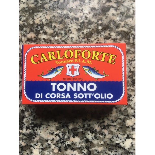 TUNFISK TONNO DI CORSA 170 gr.  i olivenolie, Carloforte, Ligure Sarda 170 gr. PVNOV25